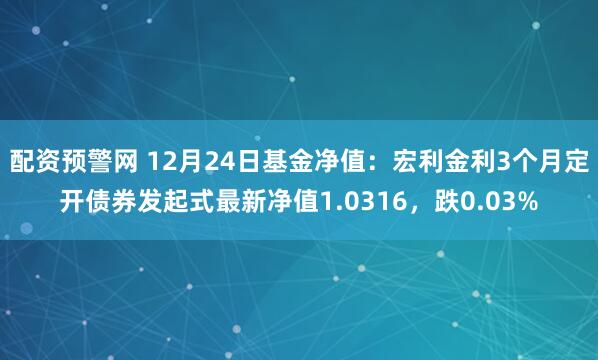 配资预警网 12月24日基金净值：宏利金利3个月定开债券发起式最新净值1.0316，跌0.03%